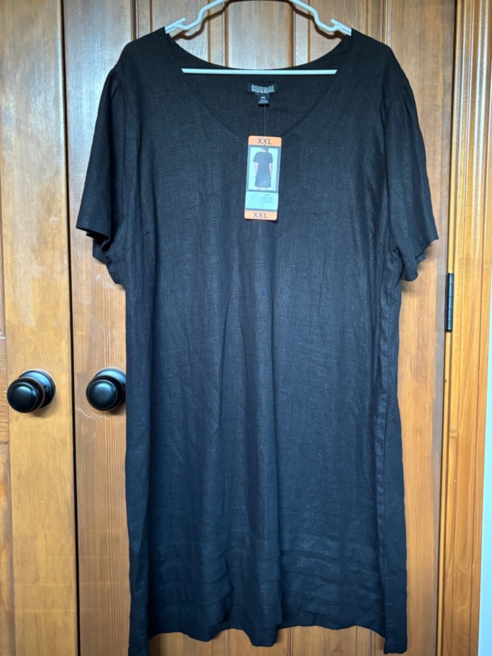 Nicole Miller Original Black Linen Blend V-Neck Dress size XXL